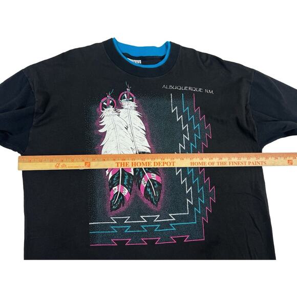 VTG Aztec Black Short Sleeve Crew‎ Neck Pullover Shirt Sz XL - Picture 3 of 7